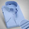 Cotton High Quality Blue Solid Mens Oversized Business Casual Plus Social shirt dress short Sleeved Shirt dress Cotton