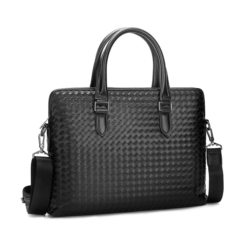 

Marrant Men Laptop Bags Briefcase Black Woven Office Business Shoulder Bag Men's Handbag Designer Leather Briefcase Men