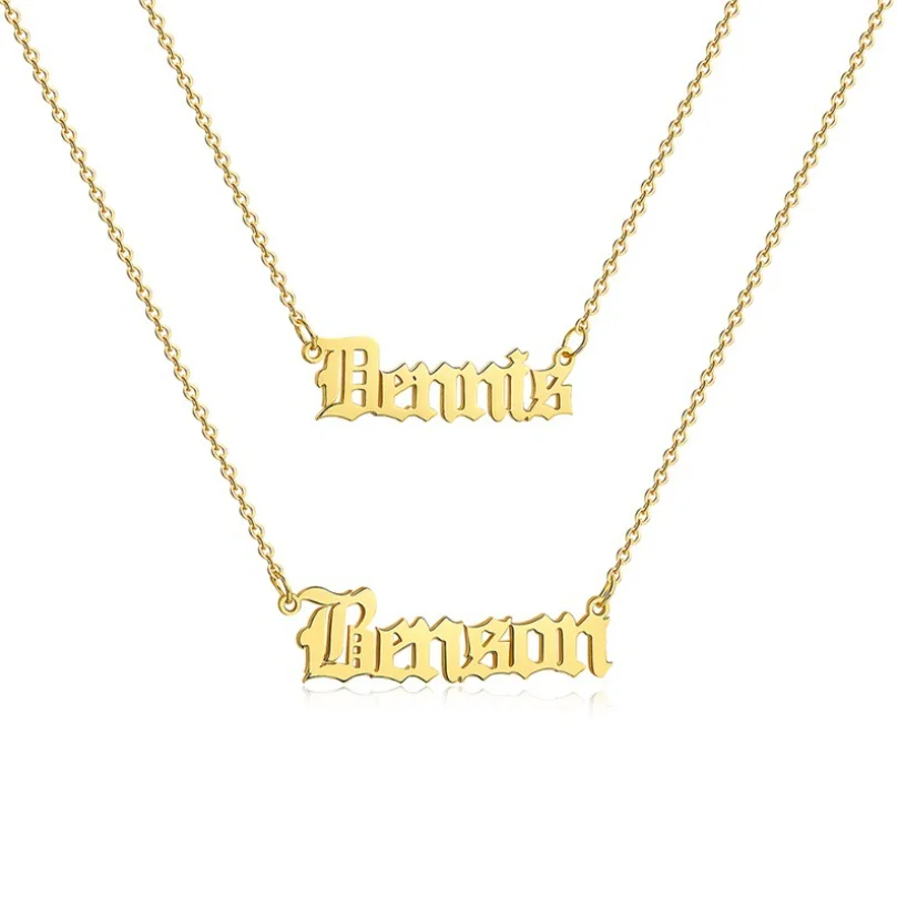 

Cheap High Quality 18K Gold Plated Stainless Steel Letter Multi Layer Necklace Personalized Custom Name Necklace Women Jewelry, Gold, silver, rose gold