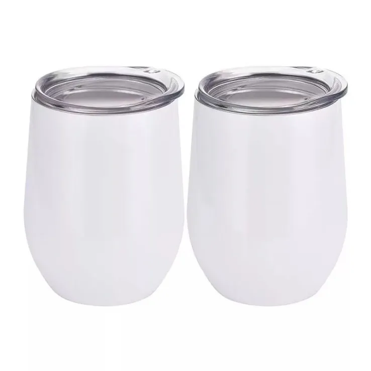 

sublimation blanks stainless steel cups customized colors 12oz double wall mugs wine cups with lid, White