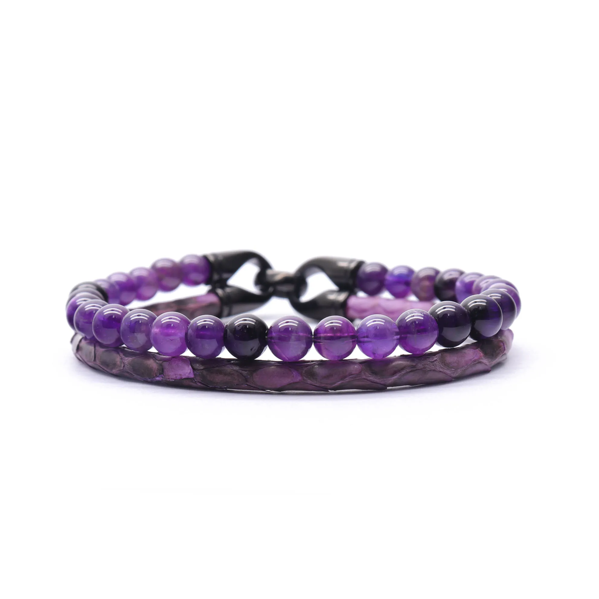 GOLDIX Unisex Adjustable Stainless Steel Bracelet Mixed Gemstone Beads on Genuine Exotic Leather Stackable Bracelets