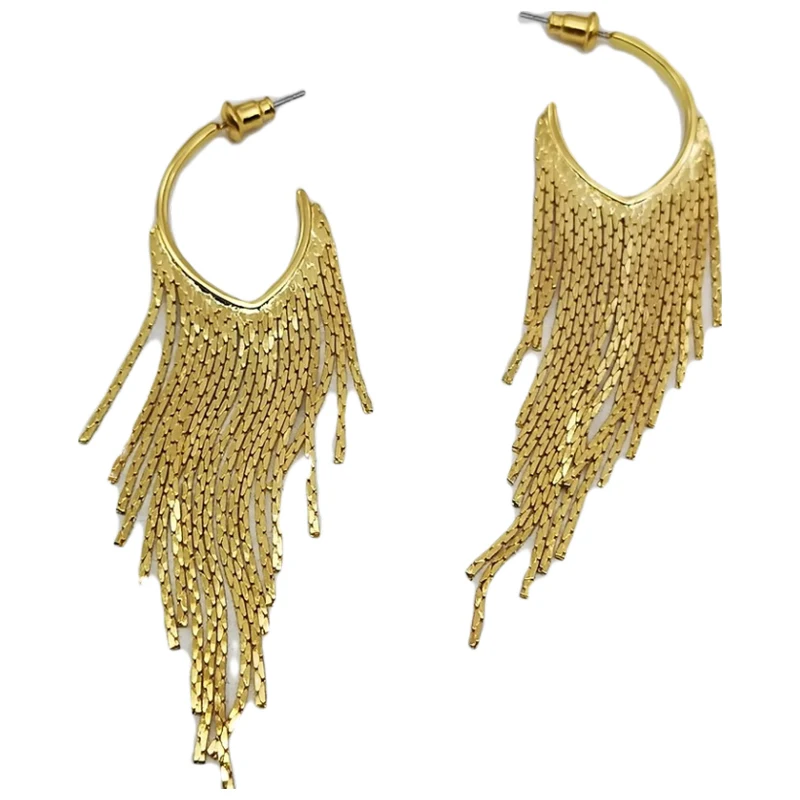 

Wholesale Dainty Party Gift Jewelry Gold Plated Long Earring Tassels Earrings for Women