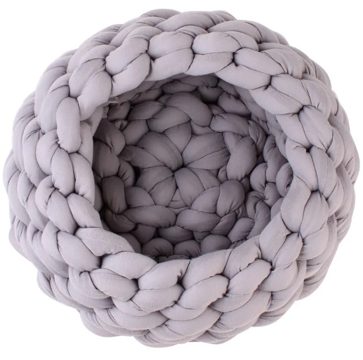 

Hot Sell Hand-knitted Hemp Flowers Round Pet Comfortable And Soft Cotton Pet Nest