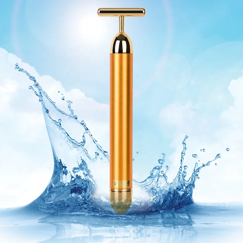 

Facial skin care 24k gold beauty bar face lift tightening massager for, Golden