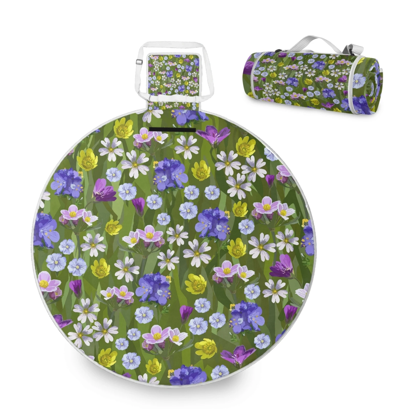 

New fashion customs print spring flowers Portable Folded blanket mat cheap price Camping large size, Customized