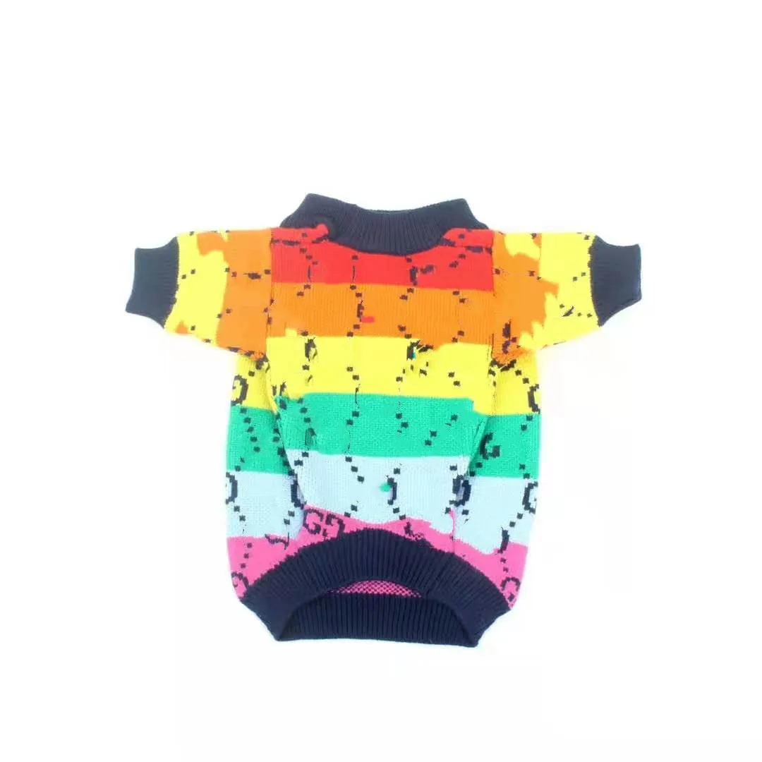 

Fashion color stripes luxury designer brand G pet dog tnitted sweater clothes