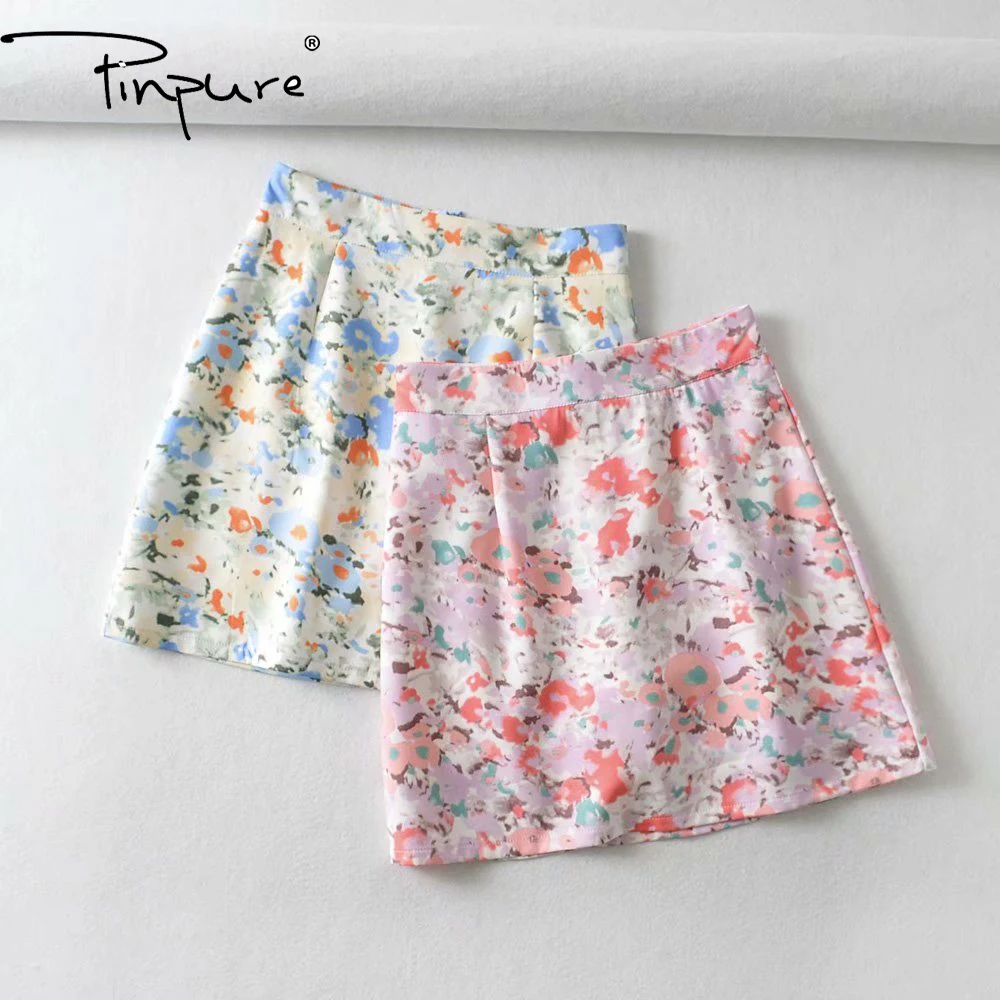 

R50193S 2020 new arrivals fancy soft fabric vintage oil painting skirt, Black, green