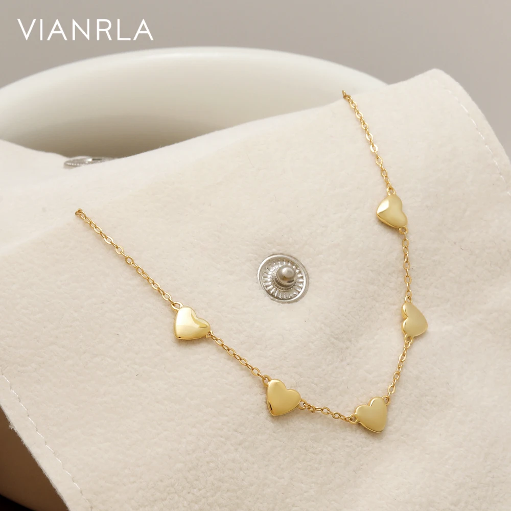 

VIANRLA cute heart charm choker necklace 925 sterling silver gold plated heart necklace