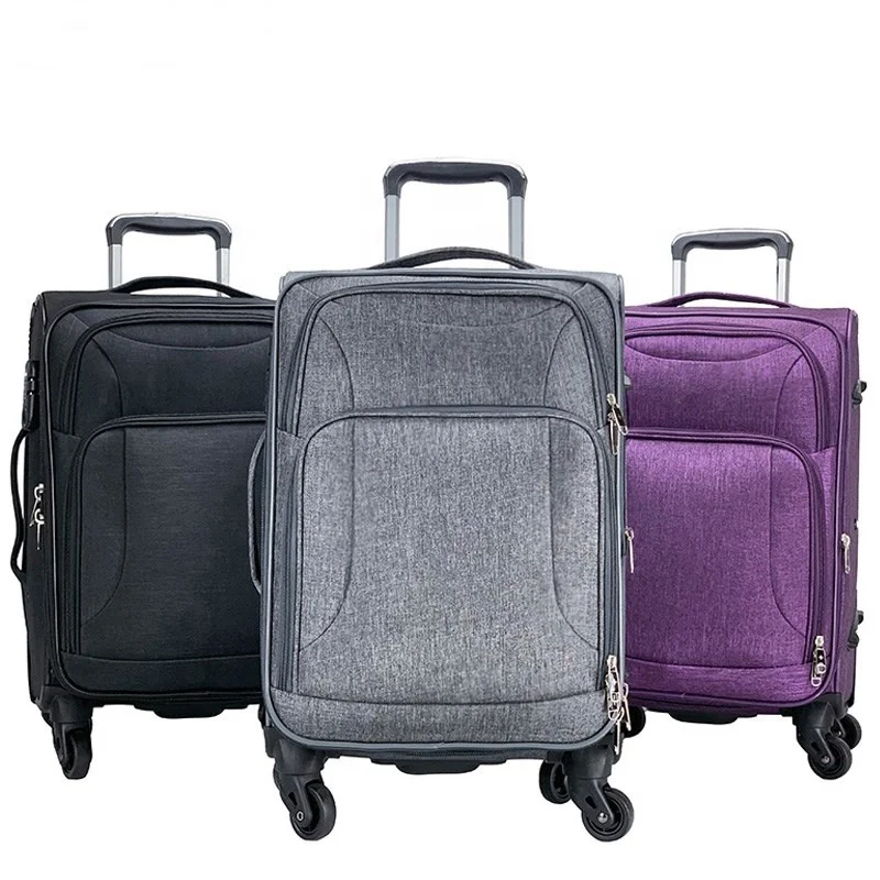 

2020 Colorful soft luggage sets unique luggage sets fabric suitcase bag, Black,purple, brown,customized