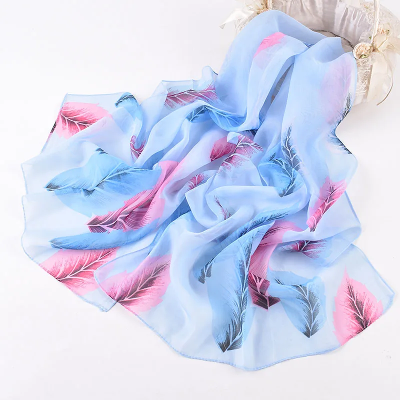 2025 Spring Luxury Brand Women's 150*50cm Chiffon Shawl Customizable Cotton/Silk Leaf Pattern Warm New Autumn Friendly Scarf