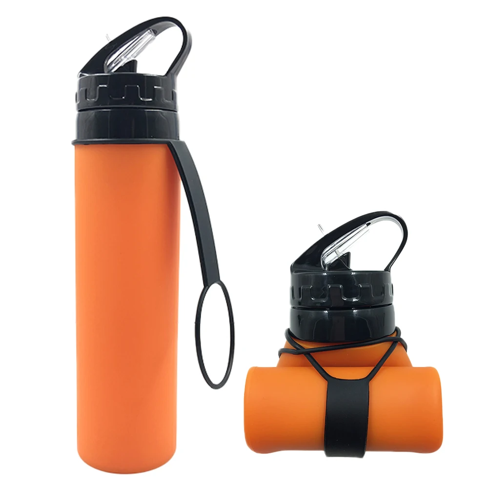 

Private Label Collapsible Squeezed Soft Silicone Water Bottle, Black, blue, green, red