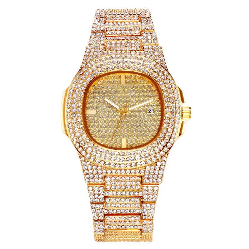 

Amazon Hot Selling Luxury Women Men Diamond Quartz Wristwatch, Rose gold