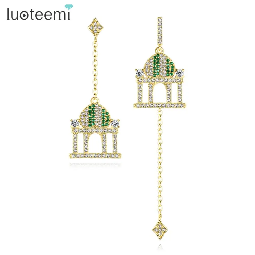

LUOTEEMI New Design CZ Earrings Cute Castle Jewelry Women Earrings for Anniversary Gift