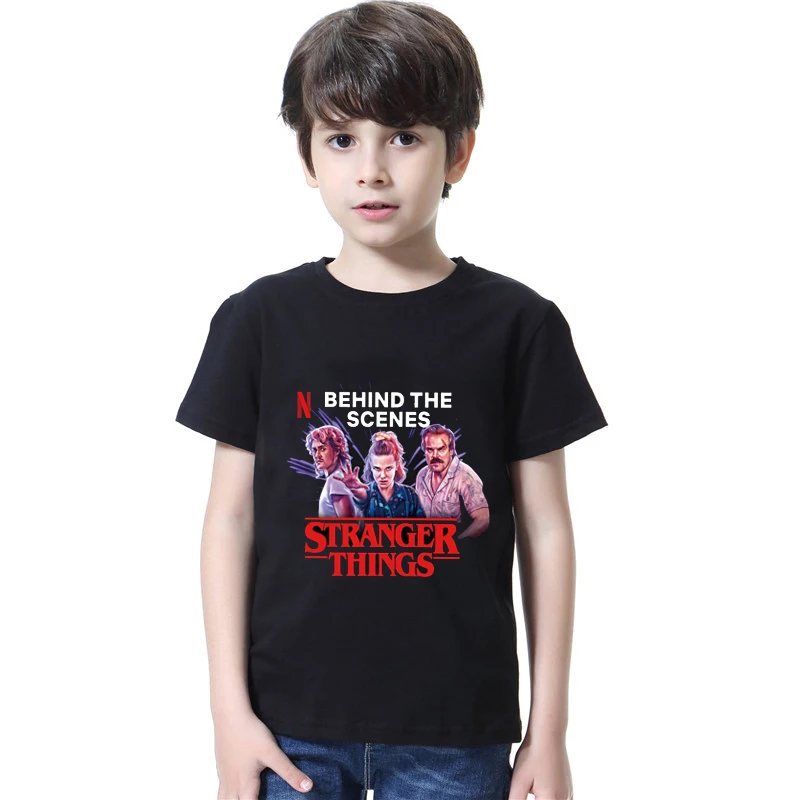 

Wholesale Children Cotton T-shirt Stranger Things Printed Boys Girls Casual Tops, 10 colors