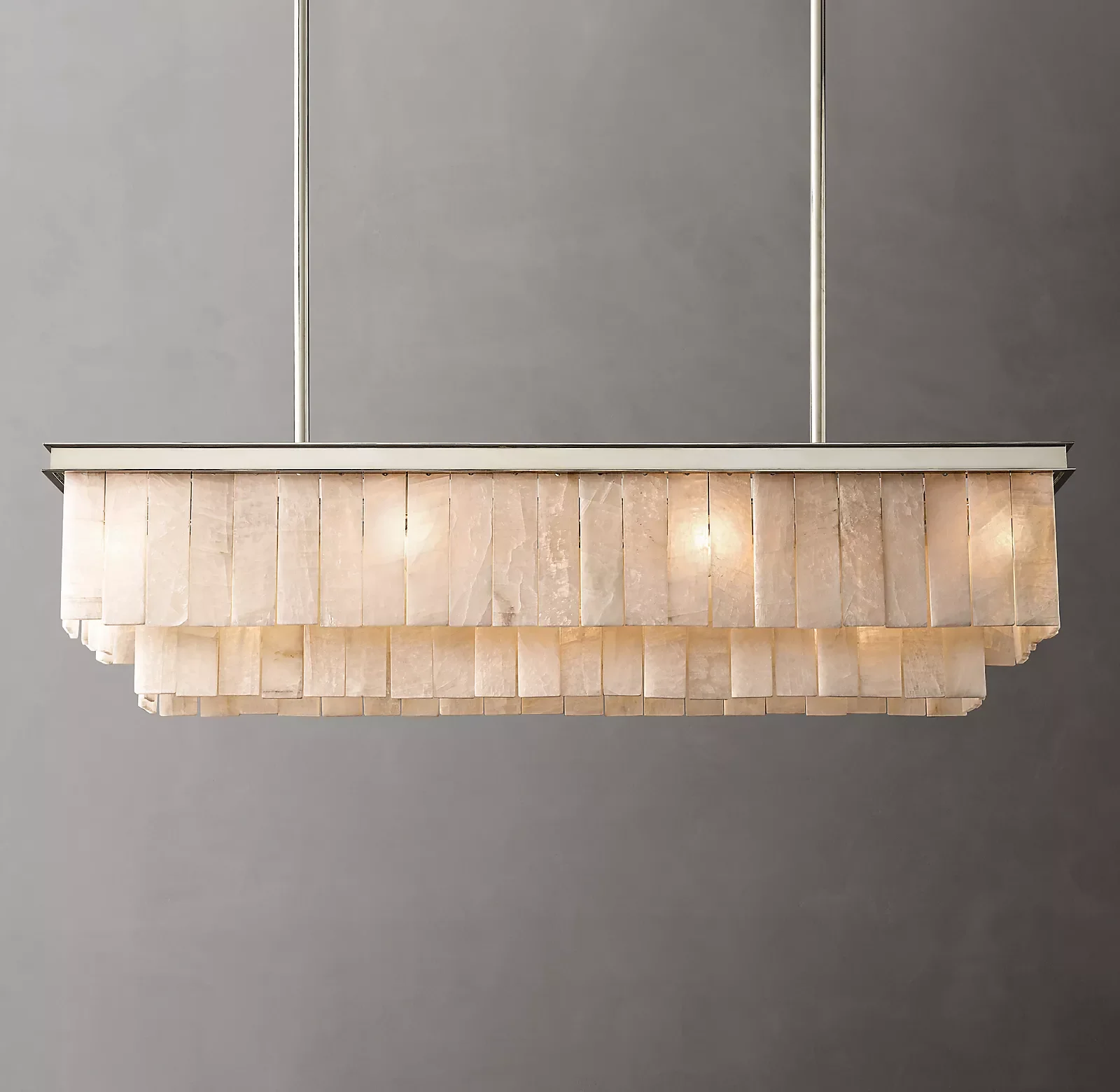 

Glace Calcite Rectangular Chandelier Elegant Natural Stone Chandeliers Hotel Lobby Living Room Ceiling Lighting 49" CZ2872/11, Polished nickel, burnished brass