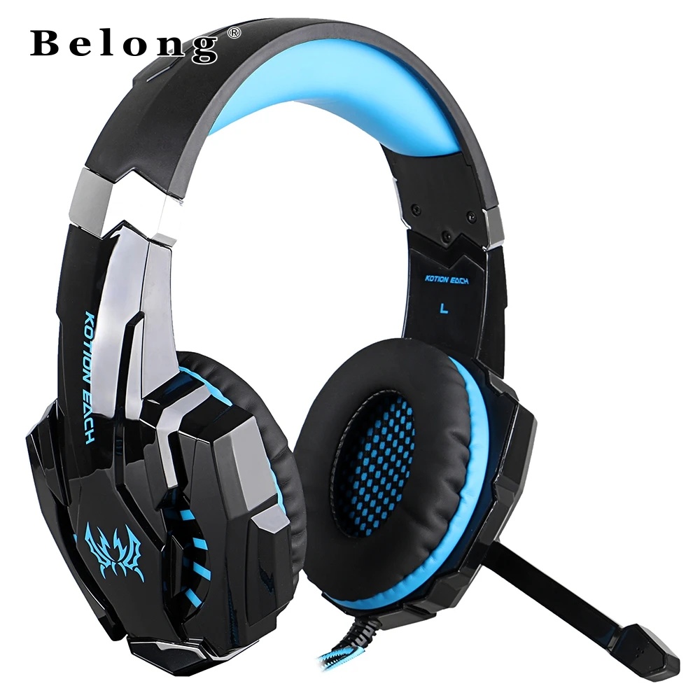 

DropShipping Wireless noise canceling gaming headphones headset with microphone G9000 Stereo usb vr Ps4 gaming headphones, Blue and red