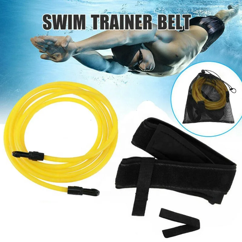 

4pcs/set Swim Trainer Belt Swimming Resistance Tether Leash Pool Training Aid Harness Swimming elastic rope training belt, Yellow