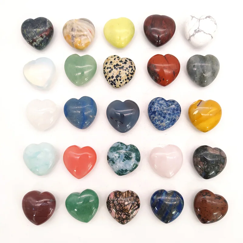 

Wholesale Natural Crystal Love Heart Moss Agate Gemstone Carving Crafts 30mm Mini Crystal Heart For Spiritual Healing