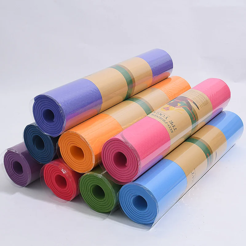 

Customized Printing Yoga Mat Single color Tpe Yoga Mat For Fitness,Eco friendly 6mm Yoga Mat Fitness Sport Tool, Blue,red,pink,purple,green,black