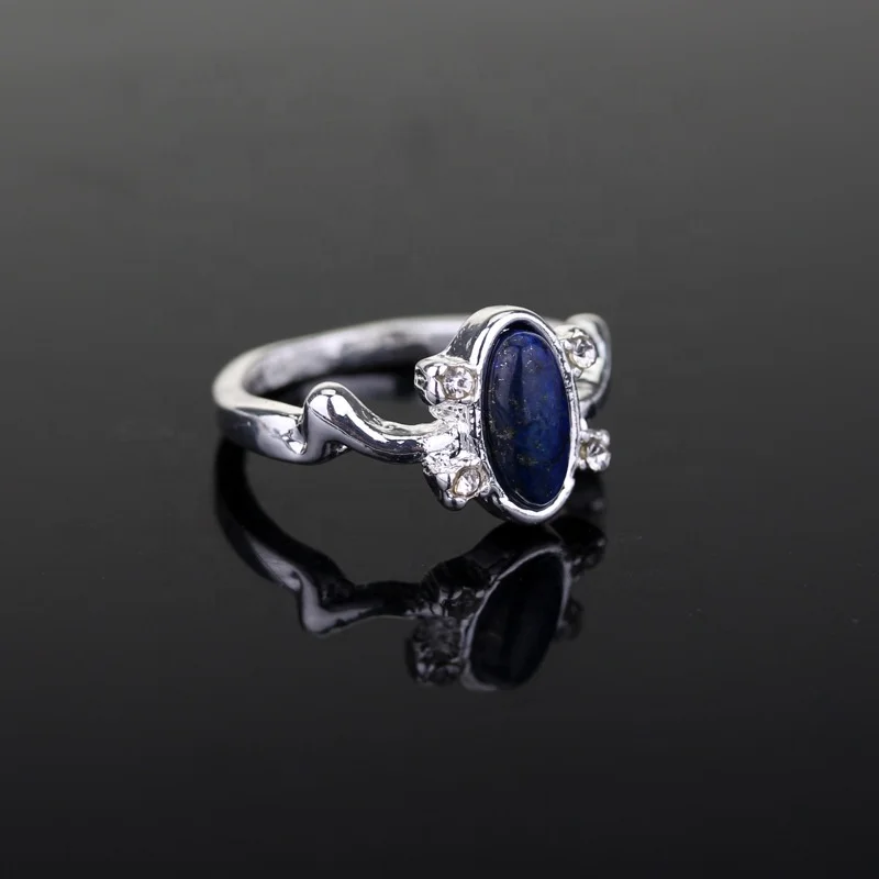 

Fashion The Vampire Diaries Elena Rings Silver Plated Blue Gemstone Diamond Crystal Cosplay Couple Women Mens Rings