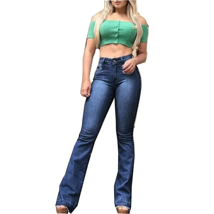 

High Quality Fall 4xl Plus Size Ladies Sexy Fashion Demin Flared Jeans Pants For Women