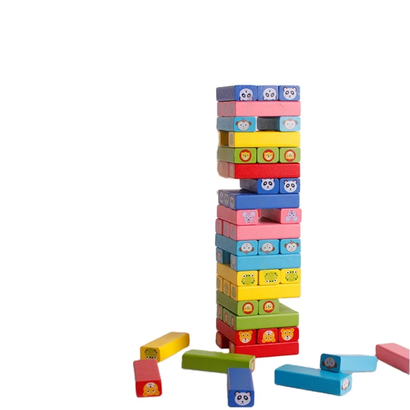 

54 Pcs Wooden creative stack tower games toys children hand eye coordination play set kids building block toys