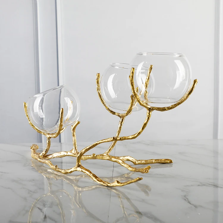
Long single stem chandeliers vase for flowers blown glass vase home decorative copper Dubai vase  (62240520007)