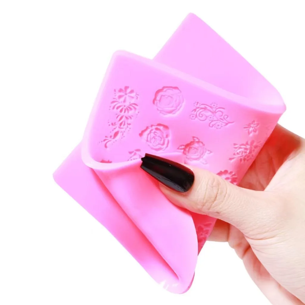 

Soft Silicone Printing Template 3D Embossed Printing Nail Art Mold Relief Decorating Manicure Tool Nail Stamp
