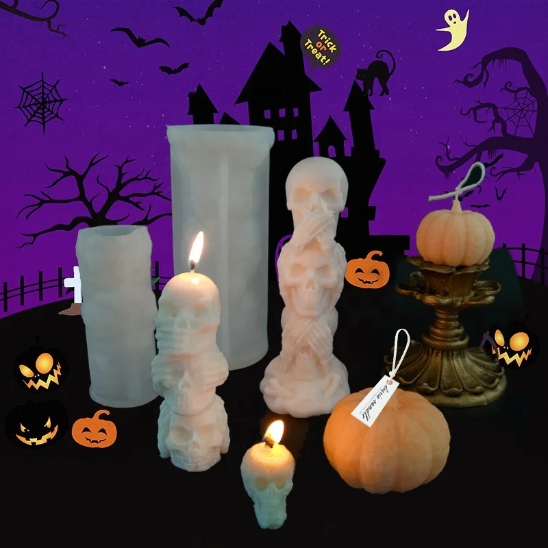 

DM308 Creative Horror Halloween Soy Wax Paraffin Soap Mould Epoxy Resin Coffin Pumpkin Aromatherapy Candle Silicone Mold, White