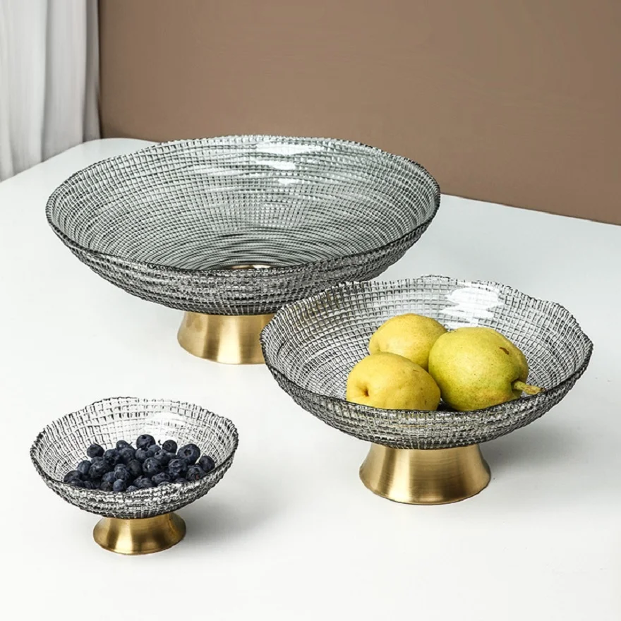 

Factory direct sales European style home copper bottom crystal glass fruit plate