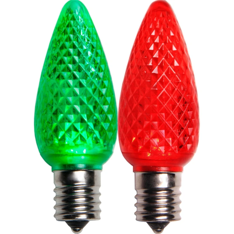 Green and Red Colored Christmas Lights C9 LED Bulb for Outdoor Xmas Decorations