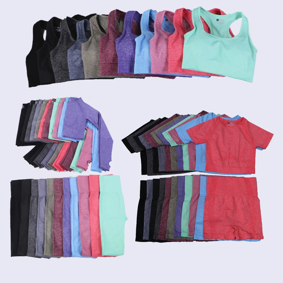 

Accept Oem Print Logo Best Selling Women Seamless Fitness Leggings Athletic Gym Wear Tights Workout Running 5 Piece Yoga Set, As pictures