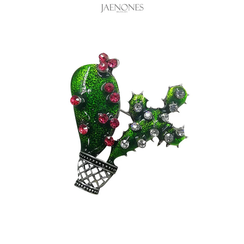 

JAENONES Wholesale Custom Fashion Color Enamel Rhinestone Designer Inspired Fancy Brooch Cactus Corn Brooches For Women