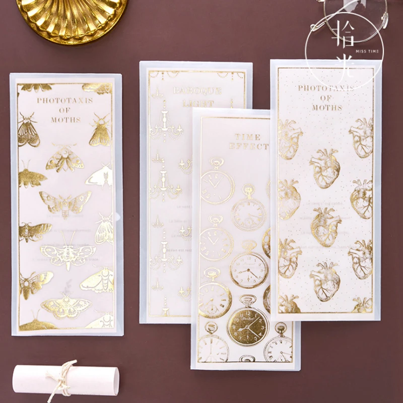 

Unique Bronze Illustration 3pieces Paper Envelope with 6pieces Letter Paper with 3pieces seal sticker per set Wedding birthday