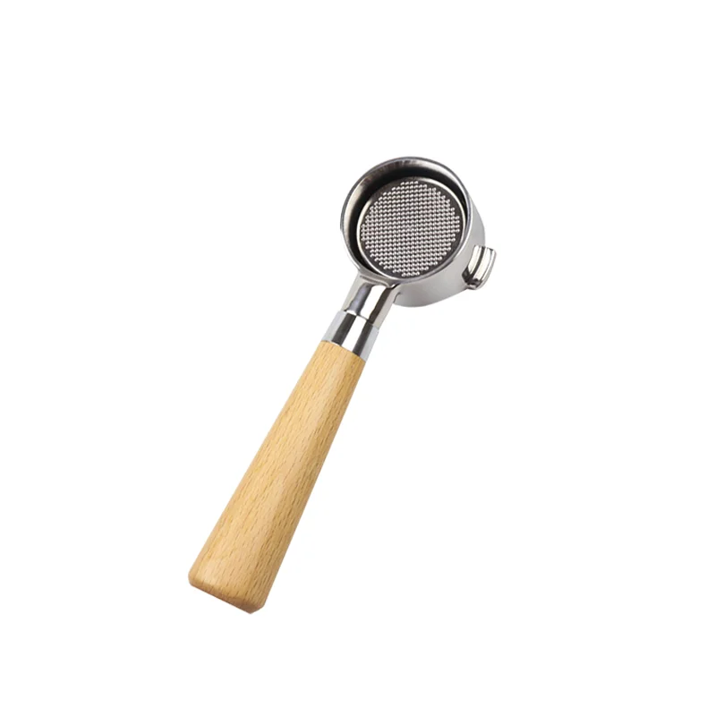 

Brewing Espresso Coffee 51mm Bottomless Coffee Portafilter With Wood Handle
