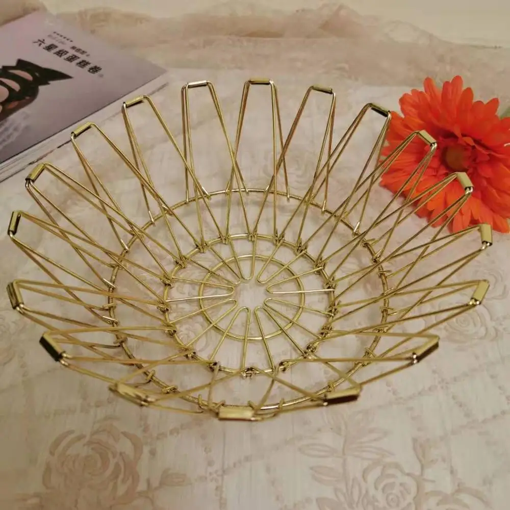 

Desk Metal Gold Color Folding Wire Mesh Storage Basket