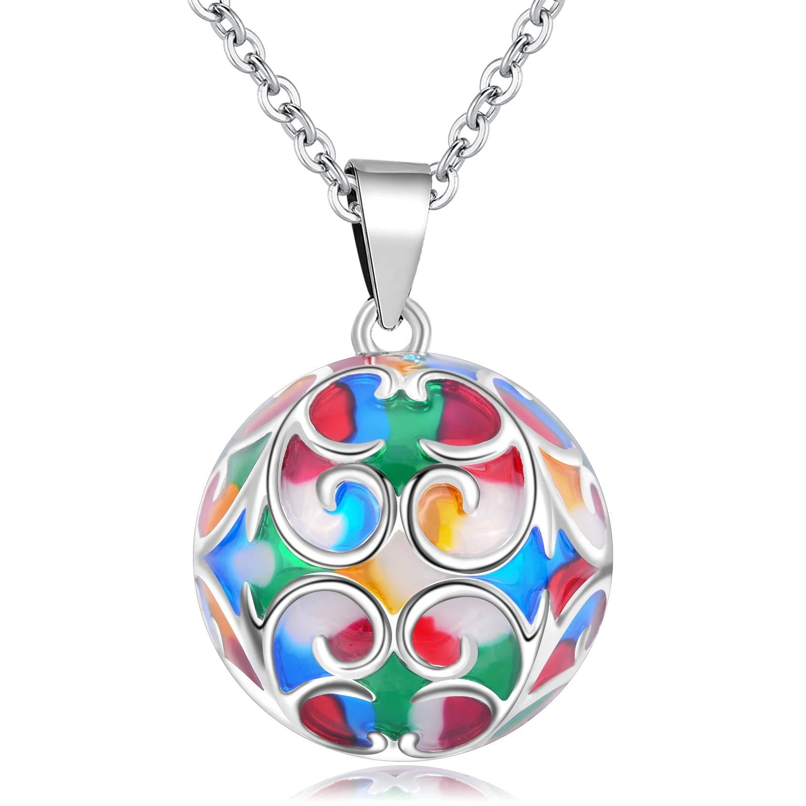 

Wholesale colorful women mexican chime llamadores de angel caller harmony balls necklace