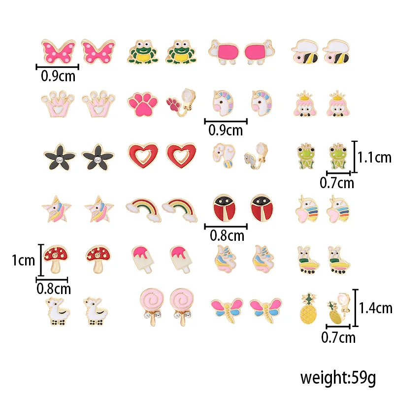 

Hypoallergenic Animal Cartoon Cat And Fish Pattern Ceramic Butterfly Rainbow Star Unicorn Cute Jewelry Stud Earring Set Girl Kid, Colorful