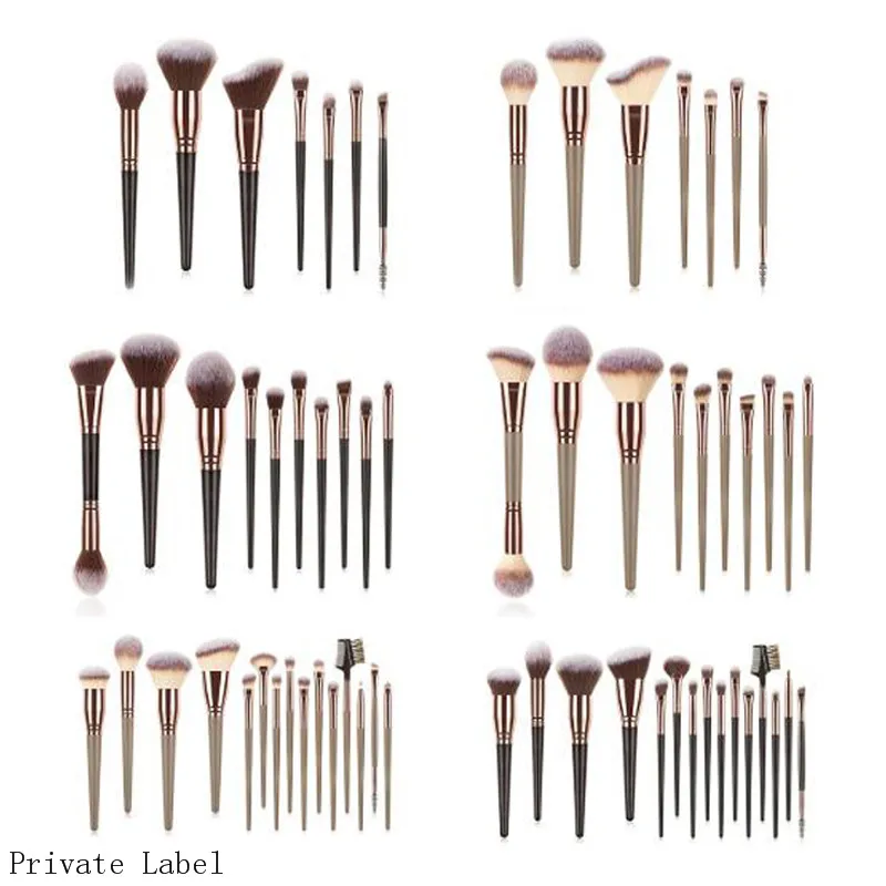 

Newest Profession 15pcs Makeup Brush Set Champagne Double-end Eyeshadow Eyebrow Foundation Makeup Brush Set, Brown