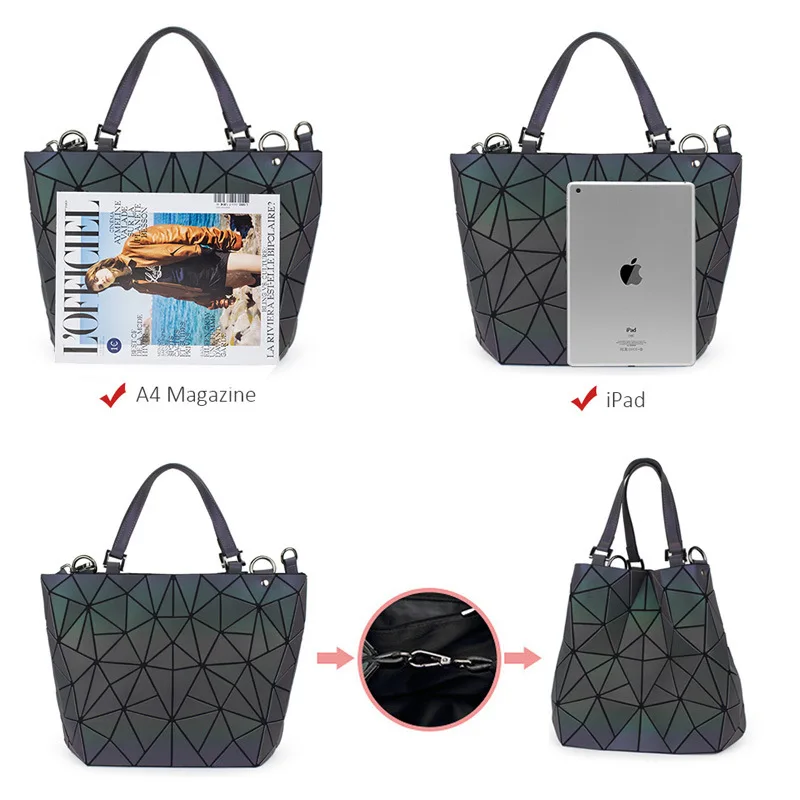 2020 Wholesale handbag 3 sets for women handbags ladies geometric luminous bag