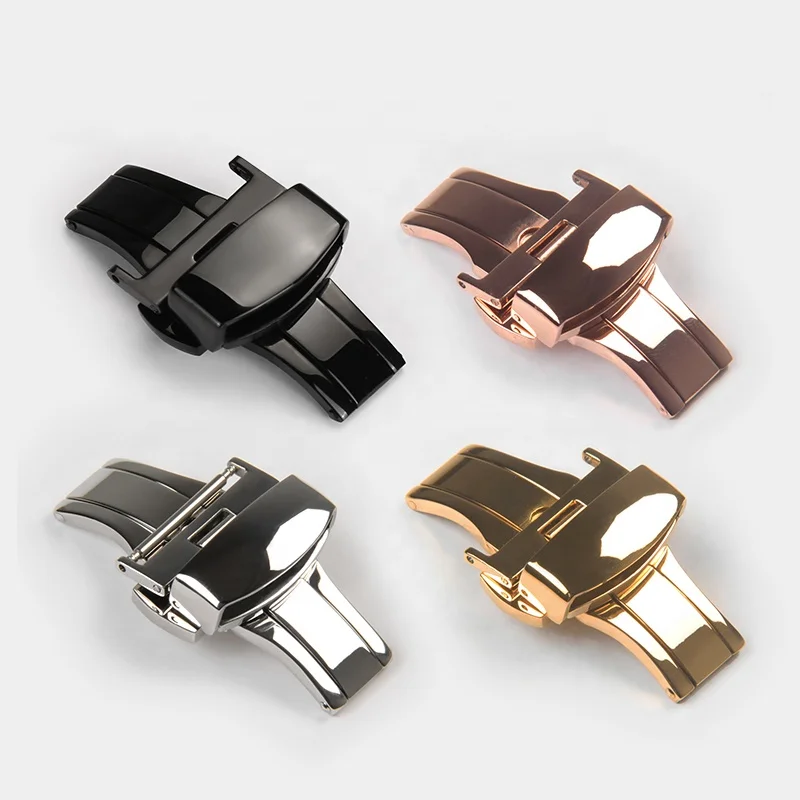 316 Stainless Steel Butterfly Clasp Watch Belt Buckle Strap Double Click Automatic Bounce Watch-Buttom18Mm Watch Buckle