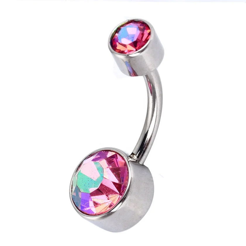 

Stainless steel belly rings push pin nickel free belly button rings