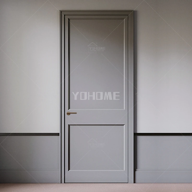 

Guangdong yohome simple bedroom door designs pre hung interior doors wood grey internal solid doors