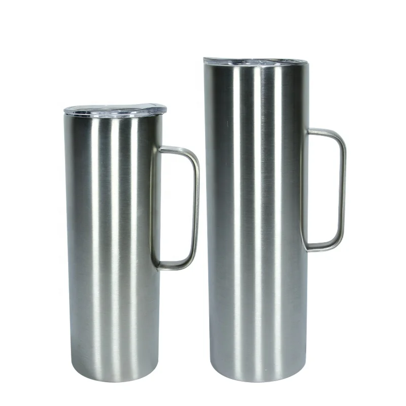 

20oz 30oz Custom Tumbler Cups Double Walled Insulated Vacuum Stainless Steel Straight Water Skinny Tumblers With Handle