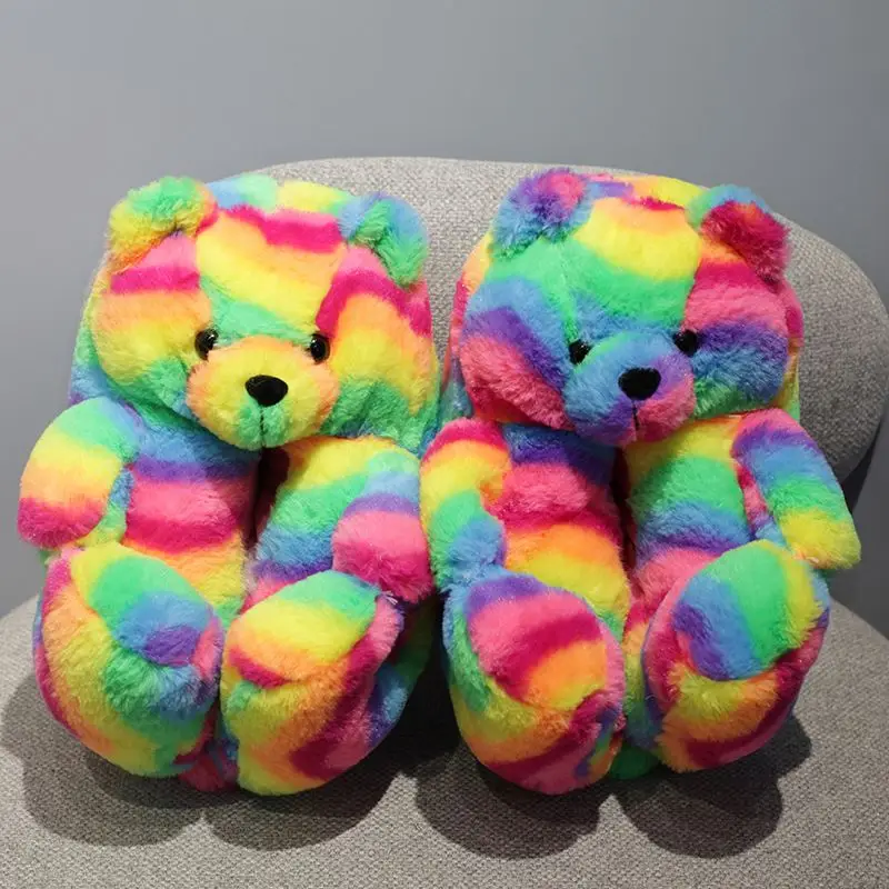 

Factory direct sale red teddy bear slippers teddy bear slippers, Picture