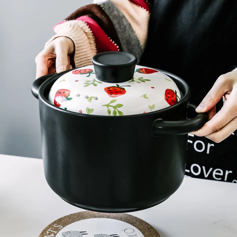 

Multi-size Cookware Soup Sets Food Warmer Kitchen Cooking Pot Set Insulation Clay Porcelain Casserole, As shown in the picture