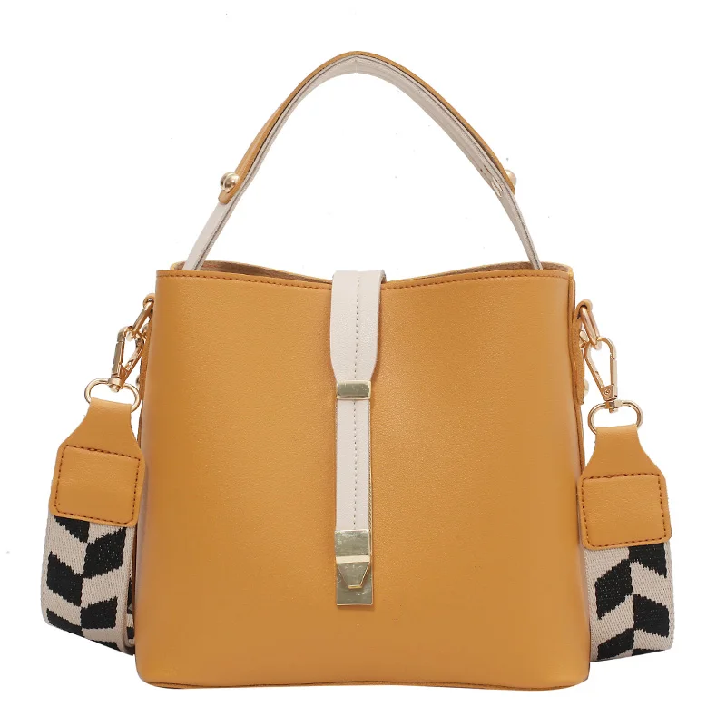 

2021 fashion large versatile bucket bag women wideband Single shoulder bags Purse handbag, Customized