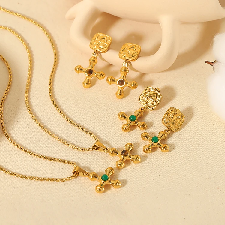 Waterproof Non Tarnish18k Gold Jewelry Necklace Stainless Steel Necklace Gold Jewelry Cross Pendant Necklace Jewelry