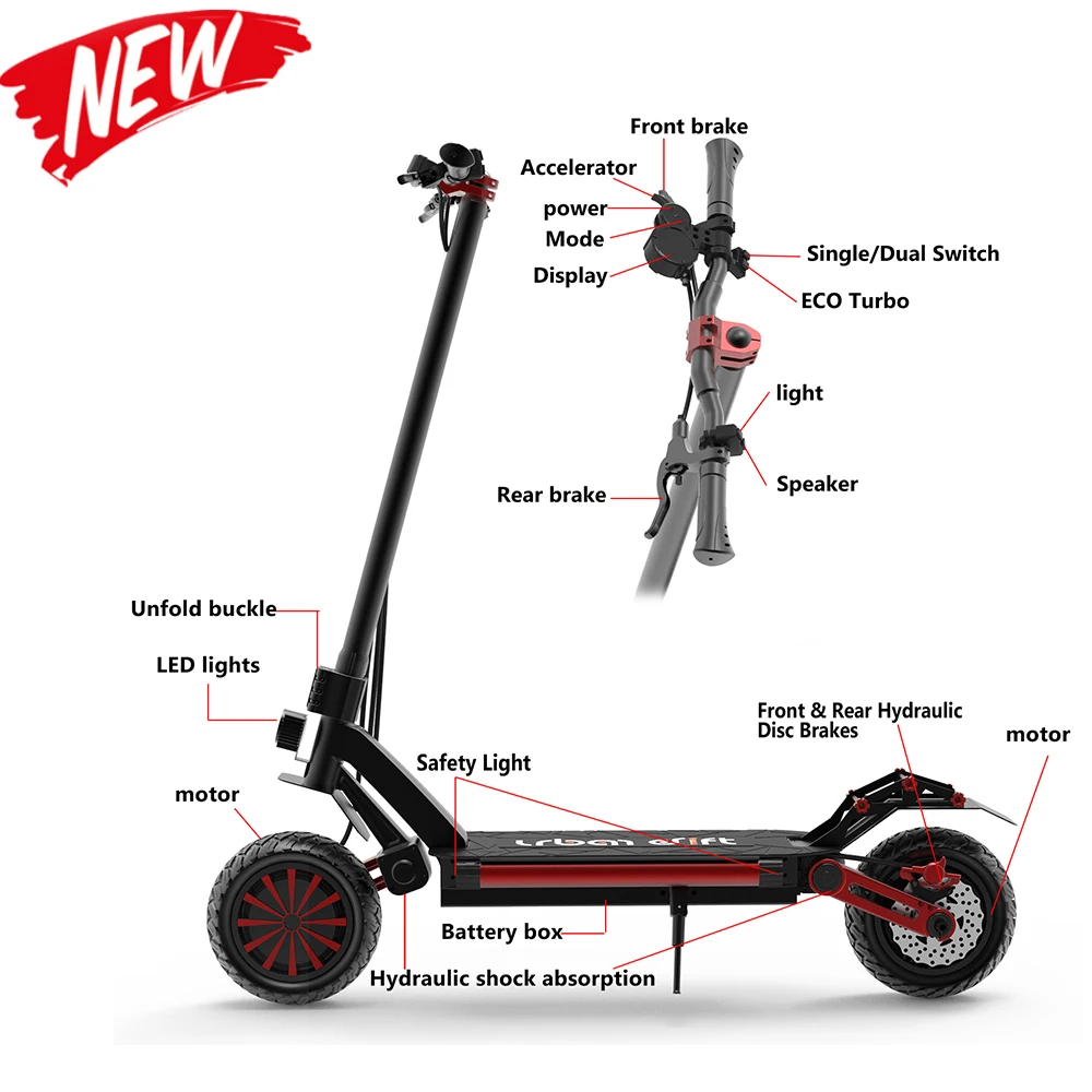 

Fast speed long range Electric Motorcycle Scooter 52V 20AH 2000W Max Black Motor Power Double Brake Original scooters electric