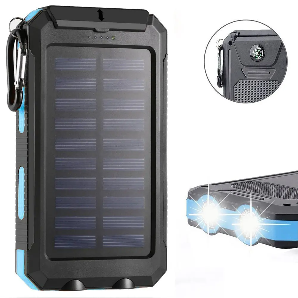 

2021 Waterproof Solar Power Bank 8000mah Dual USB for Smartphone, Orange, green, blue, black, white, black